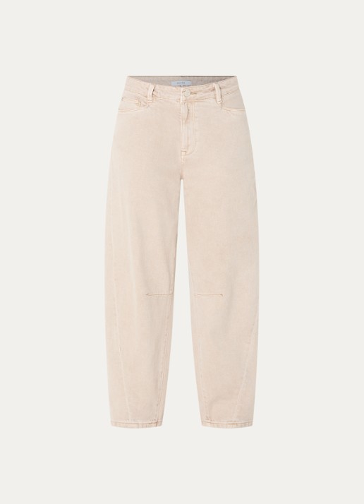 Dante 6 Brave high waist barrel fit jeans met gekleurde wassing - voorkant 2 beige