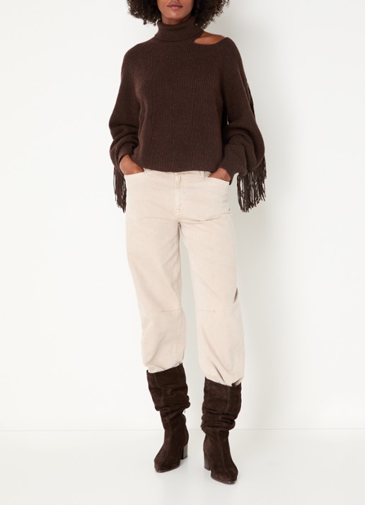 Dante 6 Brave high waist barrel fit jeans met gekleurde wassing - voorkant 3 beige