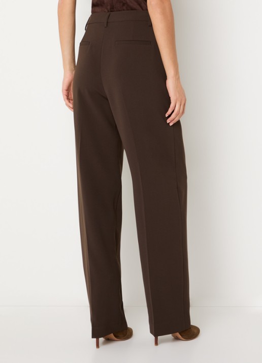 Dante 6 Chad high waist loose fit broek met steekzakken - achterkant 4 donkerbruin