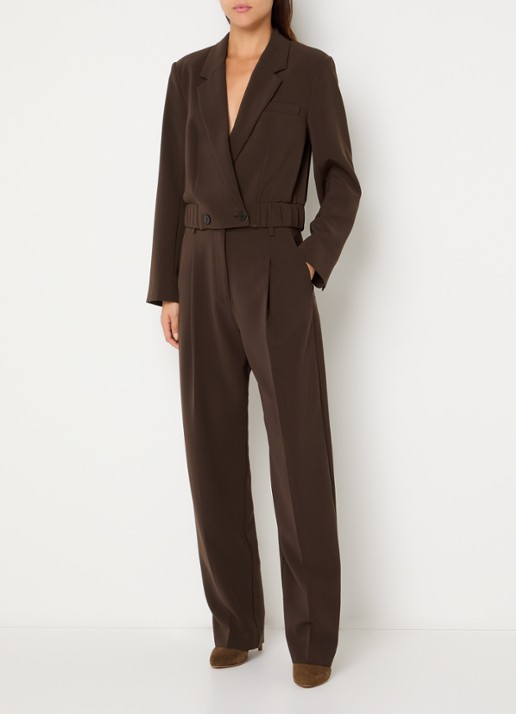 Dante 6 Chad high waist loose fit broek met steekzakken - voorkant 2 donkerbruin