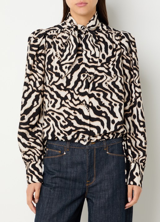 Dante 6 Cheska blouse met print en sjaalkraag
