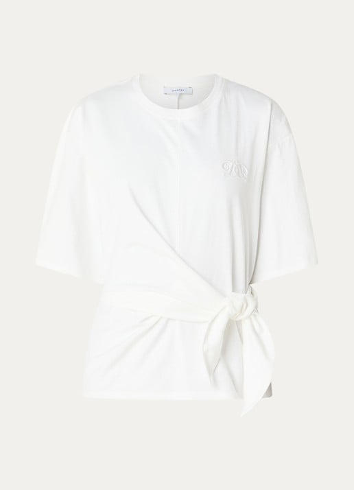 Dante 6 Dori T-shirt met geknoopt detail - voorkant 3 wit