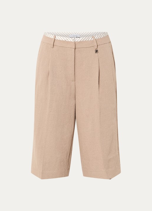 Dante 6 Emra mid waist straight fit jorts met steekzakken - voorkant zand
