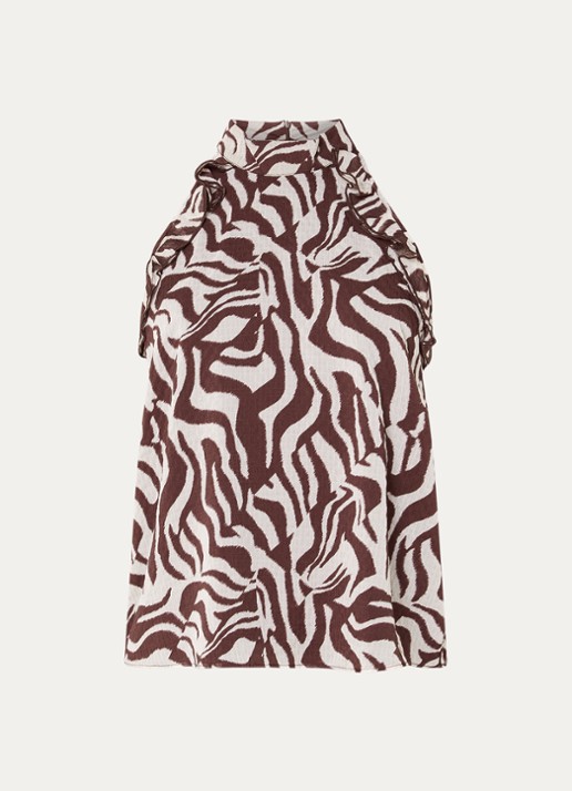 Dante 6 Galilee haltertop met dierenprint - voorkant 3 donkerbruin