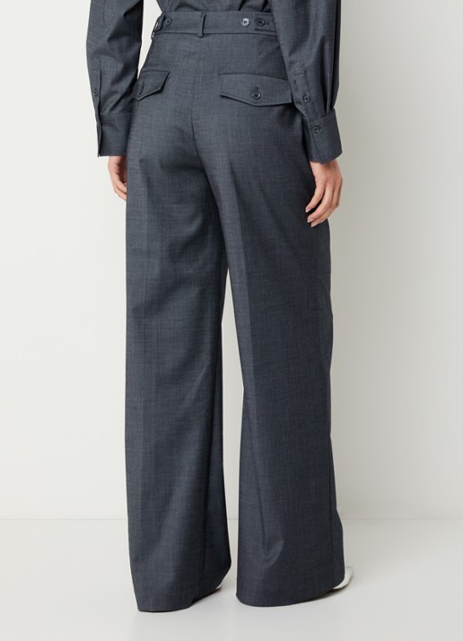 Dante 6 Gomo high waist wide fit pantalon met steekzakken - achterkant 4 donkergrijs