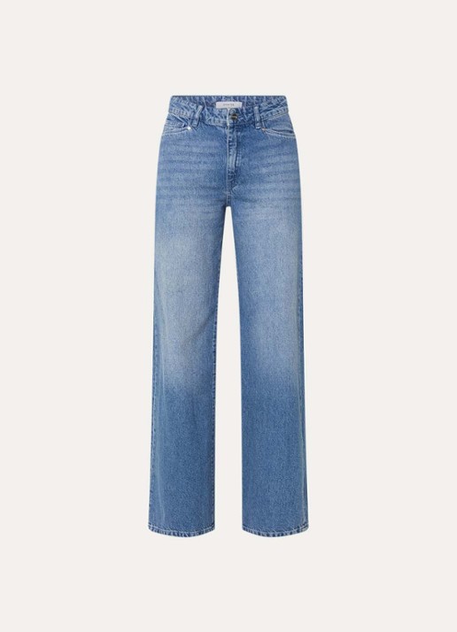 Dante 6 High waist wide leg jeans met medium wassing - voorkant 4 indigo
