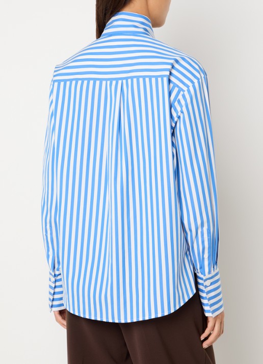Dante 6 Ivez blouse met sjaalkraag en streepprint - achterkant 4 blauw