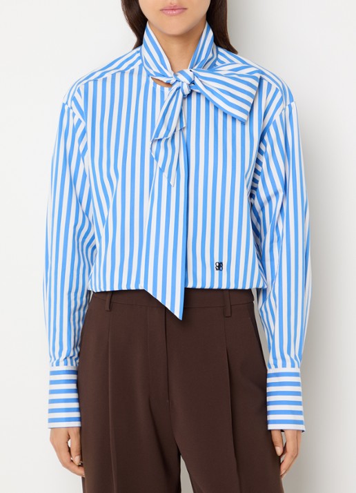 Dante 6 Ivez blouse met sjaalkraag en streepprint