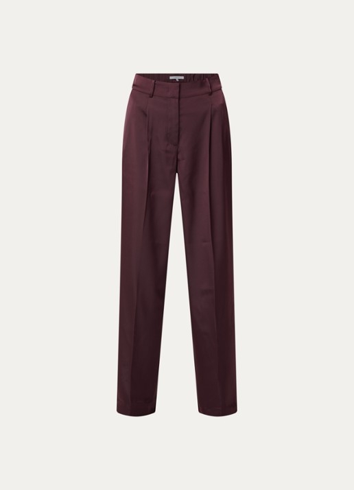 Dante 6 Jules high waist wide fit pantalon van satijn - voorkant bruin