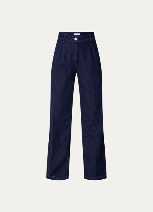 Dante 6 Jules high waist wide leg jeans met donkere wassing - voorkant indigo