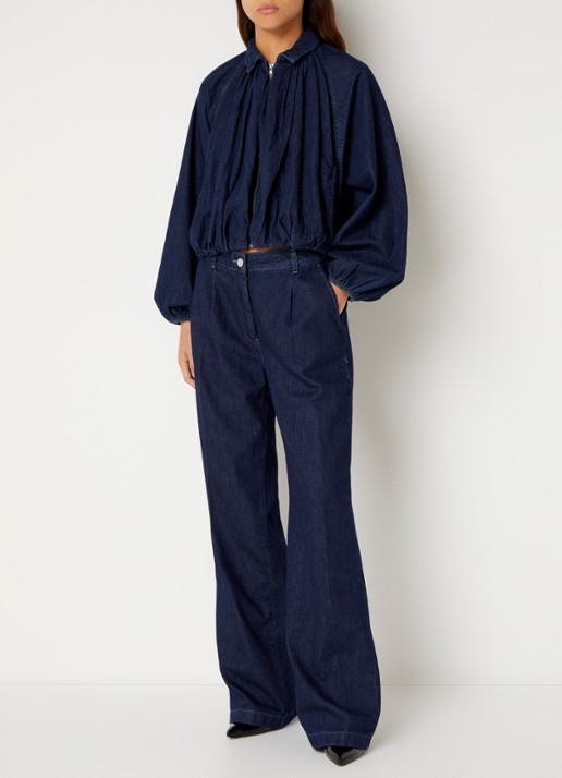 Dante 6 Jules high waist wide leg jeans met donkere wassing - voorkant 2 indigo