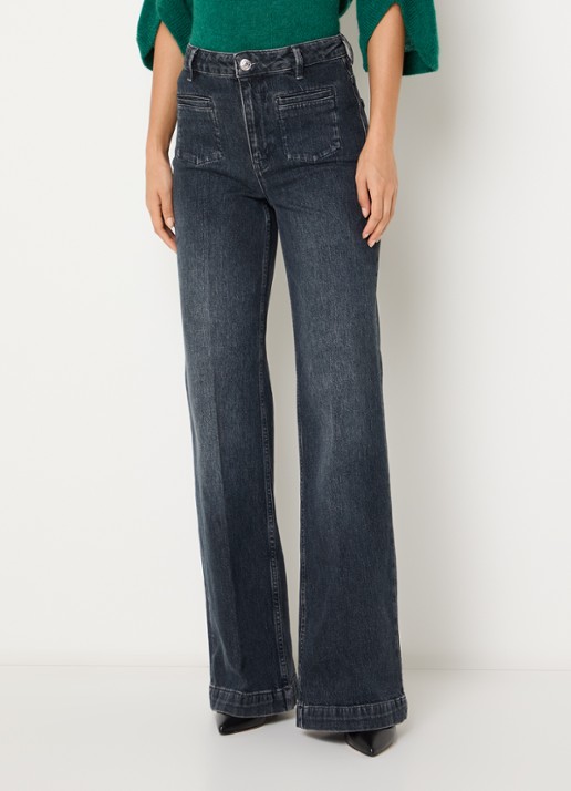 Dante 6 Kendell mid waist flared jeans met gekleurde wassing - detail 3 antraciet