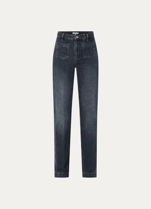 Dante 6 Kendell mid waist flared jeans met gekleurde wassing - voorkant antraciet