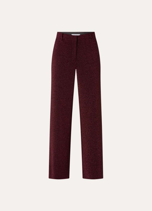 Dante 6 Noemia high waist straight fit pantalon met lurex - voorkant bordeauxrood