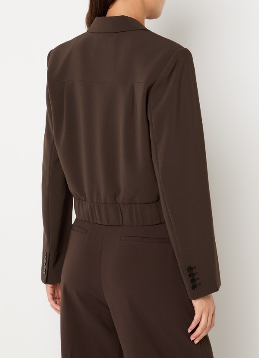 Dante 6 Reilley cropped blazer met borstzak - achterkant 4 donkerbruin