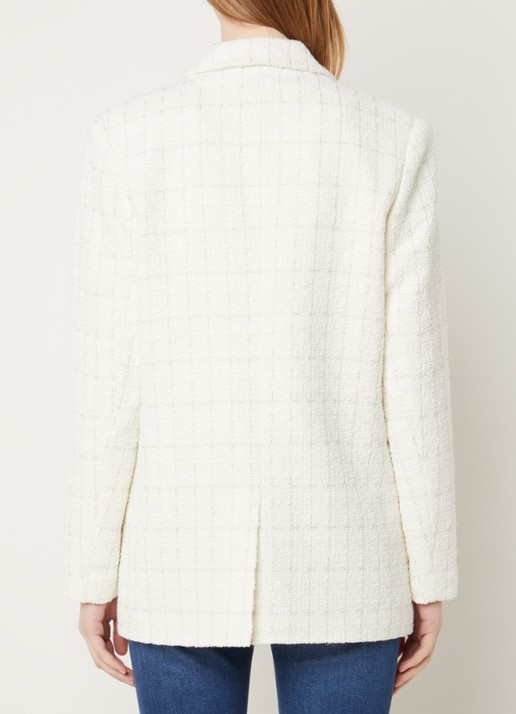 Dante 6 Renoir double-breasted blazer van bouclé met klepzakken  - achterkant 4 creme