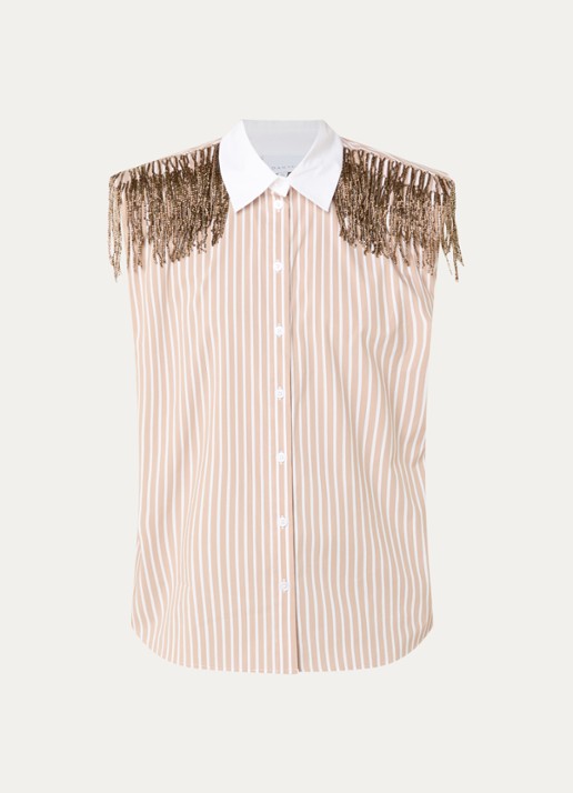 Dante 6 Rhobin blouse met kralendecoratie - voorkant 2 beige