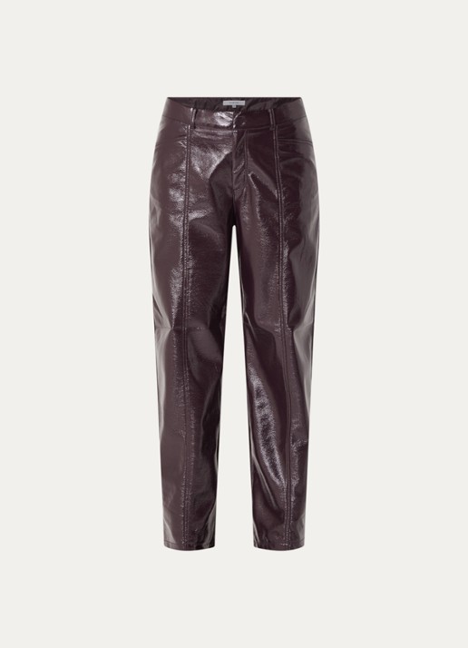 Dante 6 Scene high waist tapered fit broek van imitatieleer - voorkant 3 bruin
