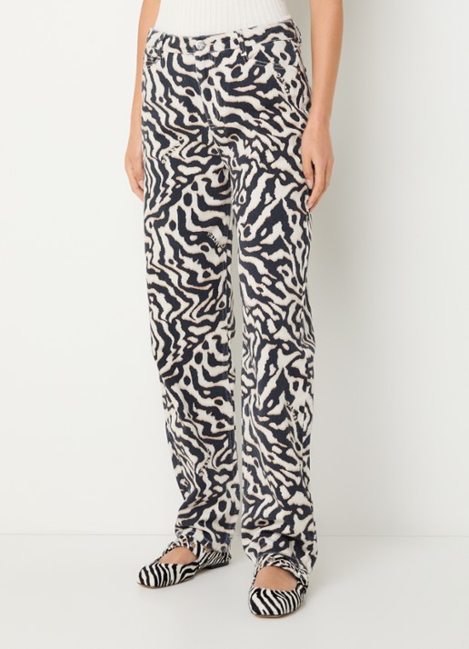 Dante 6 Spotted high waist loose fit jeans met zebraprint