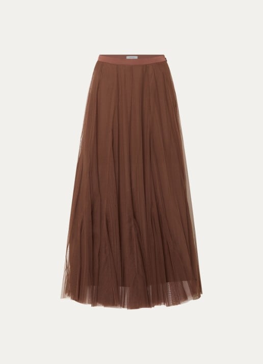 Dante 6 Taryn maxi rok van tule - voorkant bruin