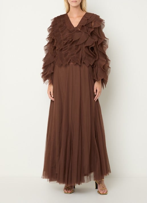 Dante 6 Taryn maxi rok van tule - voorkant 2 bruin