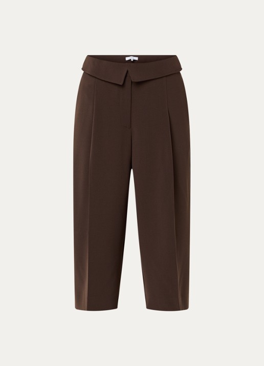 Dante 6 Tresor high waist loose fit korte broek met steekzakken - voorkant 3 donkerbruin