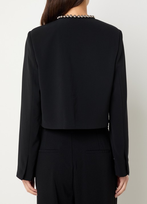 Dante 6 Virgo cropped blazer met kralendecoratie - achterkant 4 zwart