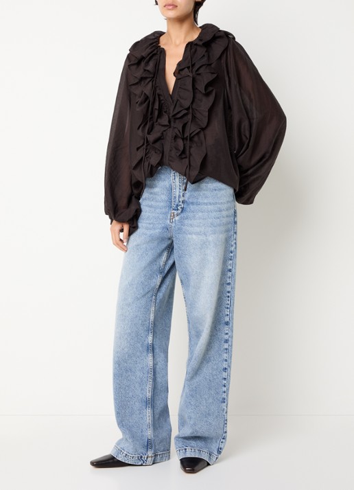 Day Birger et Mikkelsen Dayfrey tuniek met ruches - voorkant 2 bruin