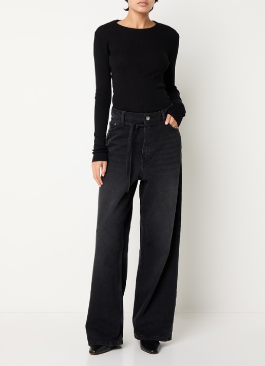 Day Birger et Mikkelsen Elijah high waist wide leg jeans met gekleurde wassing - voorkant 2 zwart
