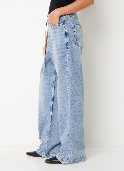 Day Birger et Mikkelsen Elijah high waist wide leg jeans met lichte wassing - detail 2 indigo