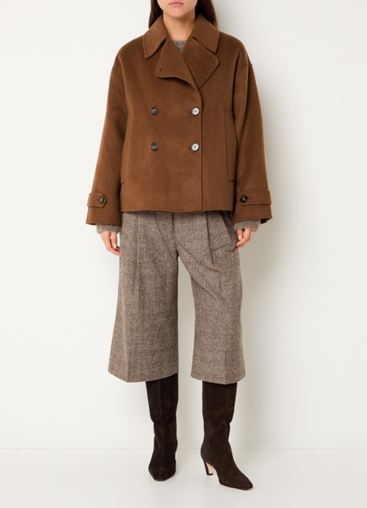 Day Birger et Mikkelsen Jill jack in wolblend met steekzakken  - voorkant 4 chocoladebruin
