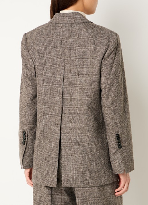 Day Birger et Mikkelsen Wales blazer met split en ruitdessin - achterkant 3 lichtbruin