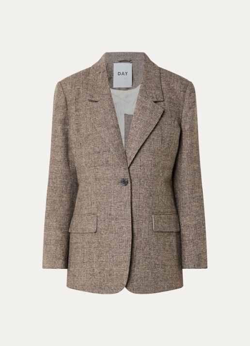 Day Birger et Mikkelsen Wales blazer met split en ruitdessin - voorkant lichtbruin
