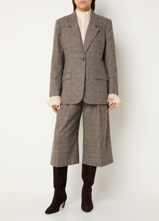 Day Birger et Mikkelsen Wales blazer met split en ruitdessin - voorkant 2 lichtbruin
