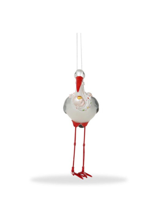 De Ballen Uit Ooievaar kersthanger 13 cm - voorkant 2 gebroken wit