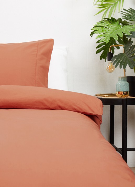de Bijenkorf Home  dekbedovertrekset van  katoen 200TC - inclusief kussensloop - detail 2 oranje