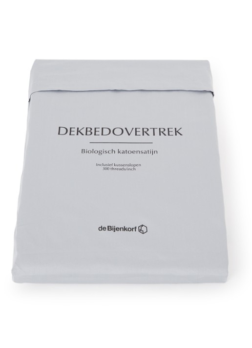 de Bijenkorf Home Dekbedovertrekset van  katoensatijn 300TC - inclusief kussenslopen - detail 3 lichtblauw