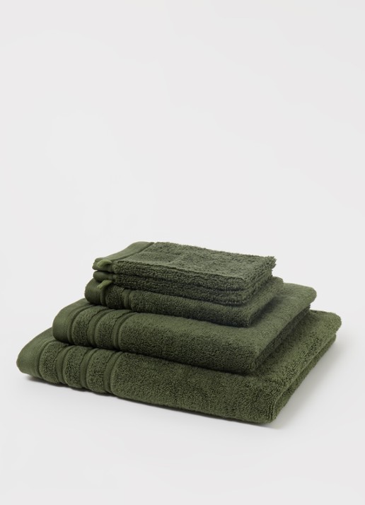 de Bijenkorf Home Evolution badlaken - 580 gr/m2 - 70 x 140 cm - detail donkergroen