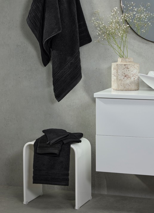 de Bijenkorf Home Evolution washand- 580 gr/m2 - 16 x 21 cm set van 2 - voorkant 2 zwart