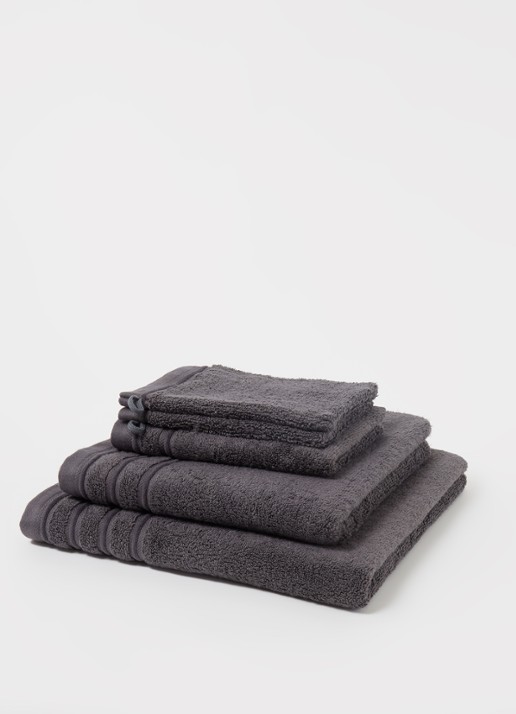de Bijenkorf Home Evolution washand- 580 gr/m2 - 16 x 21 cm set van 2 - detail antraciet