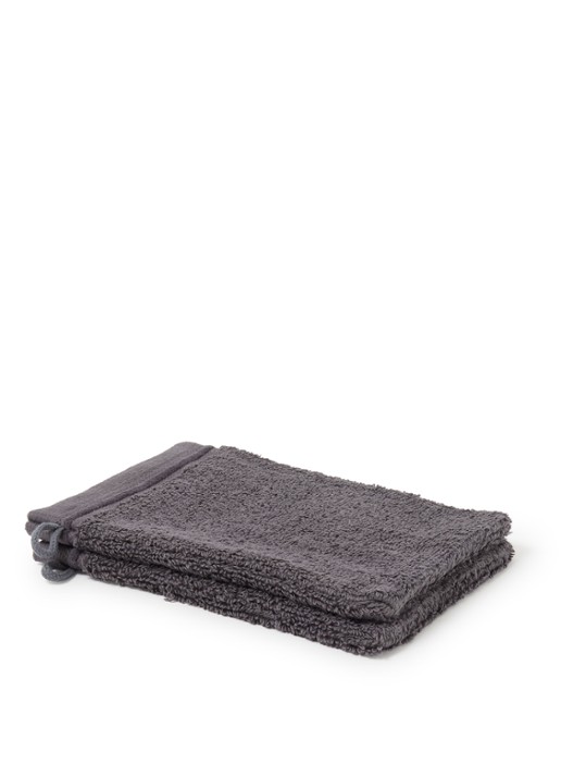 de Bijenkorf Home Evolution washand- 580 gr/m2 - 16 x 21 cm set van 2 - voorkant 3 antraciet