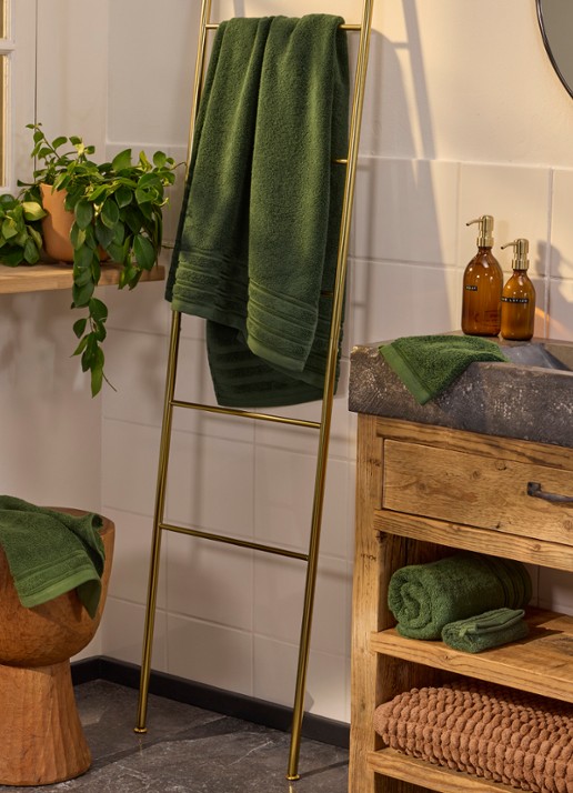 de Bijenkorf Home Evolution washand- 580 gr/m2 - 16 x 21 cm set van 2 - voorkant 4 donkergroen