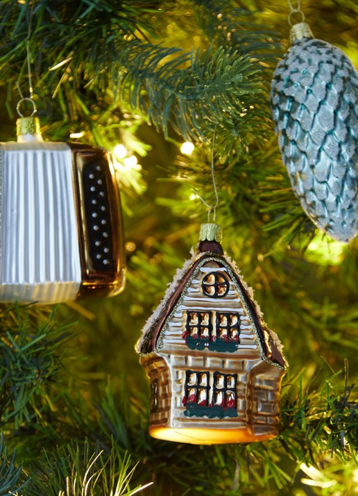 de Bijenkorf Home Huisje kersthanger 9 cm - voorkant 2 bruin