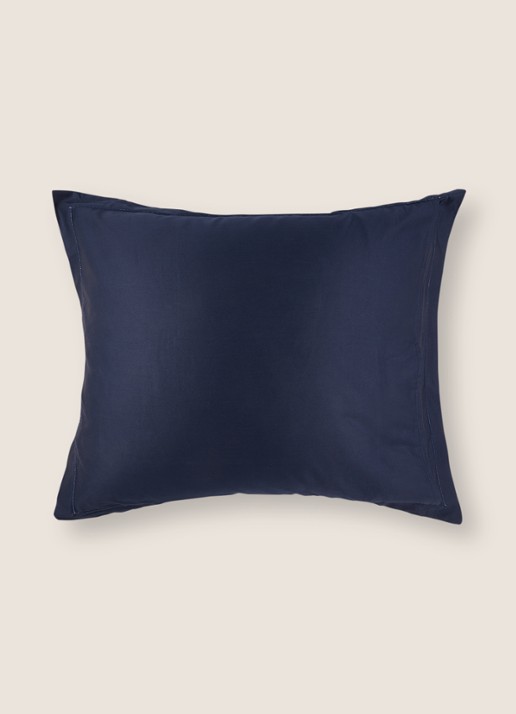 de Bijenkorf Home  kussensloop van  katoensatijn 400TC in 2-pack - voorkant 2 blauw