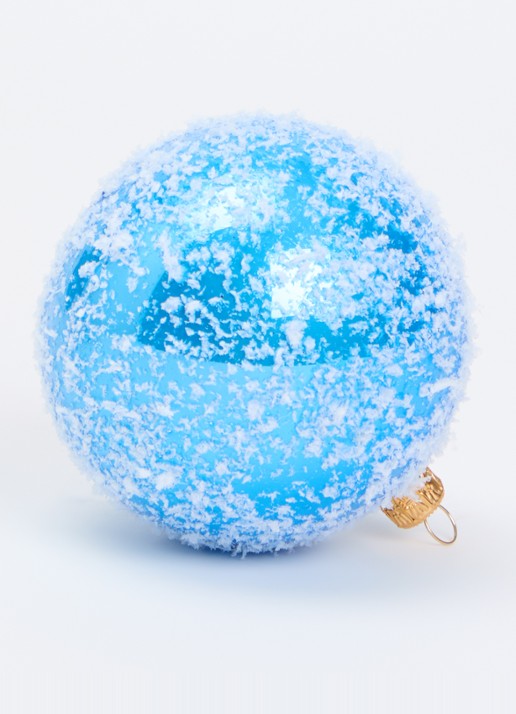 de Bijenkorf Home Sneeuw kerstbal 8 cm - detail blauw