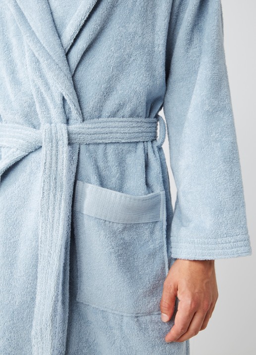 de Bijenkorf Home  Softness badjas van  katoen - unisex - detail blauwgrijs