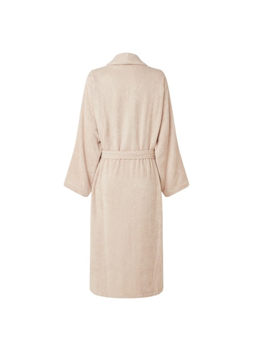 de Bijenkorf Home  Softness badjas van  katoen - unisex - achterkant 2 beige