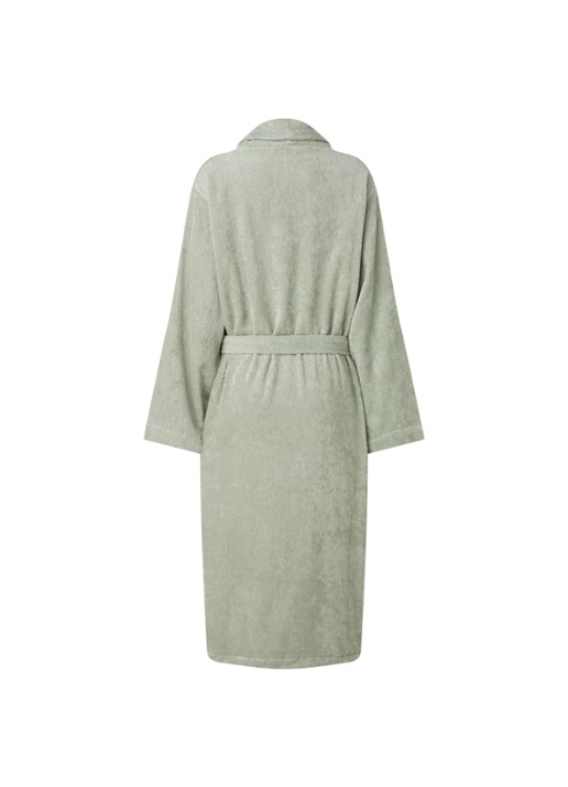 de Bijenkorf Home  Softness badjas van  katoen - unisex - achterkant 2 lindegroen
