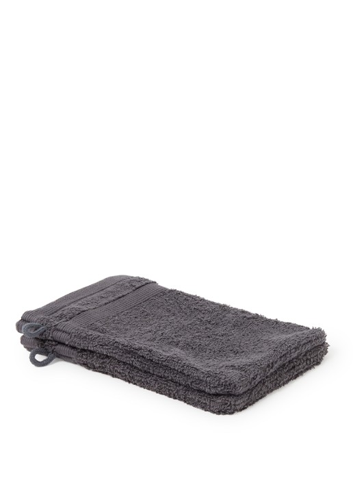 de Bijenkorf Home  Softness washand - 600 gr/m2 - 16 x 21 cm set van 2 - voorkant 3 antraciet