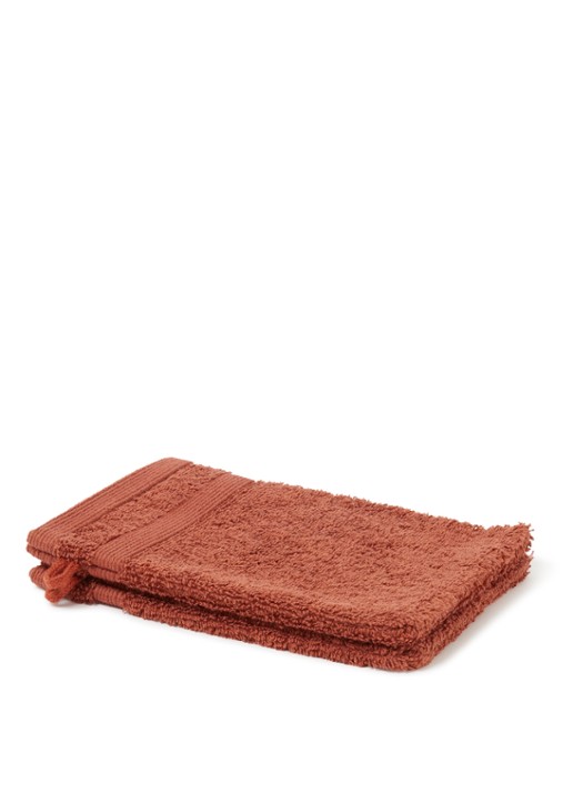de Bijenkorf Home  Softness washand - 600 gr/m2 - 16 x 21 cm set van 2 - voorkant kastanjebruin
